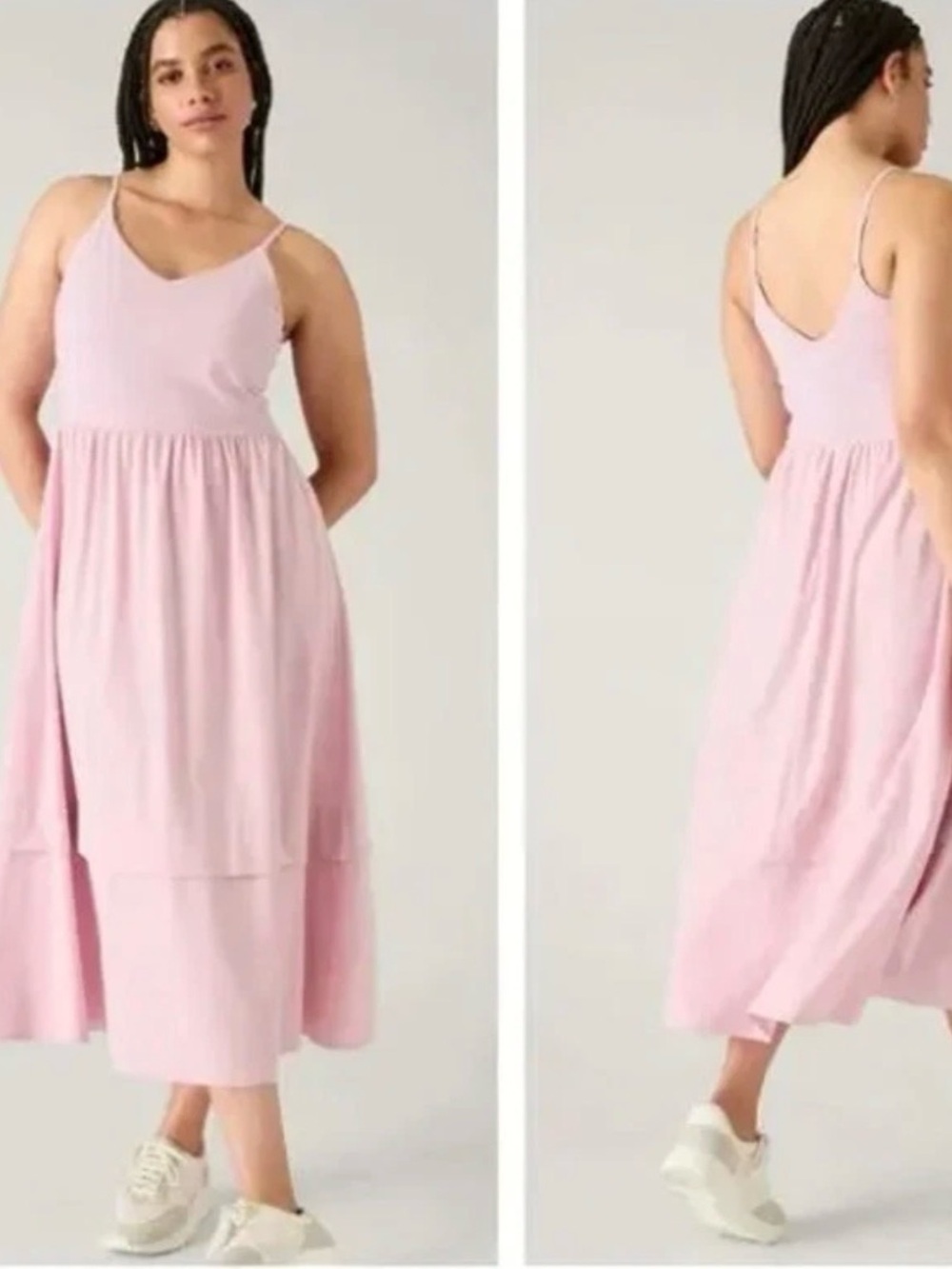 Athleta Elation V Neck Hybrid Dress. Pink. Extra Large new without tag